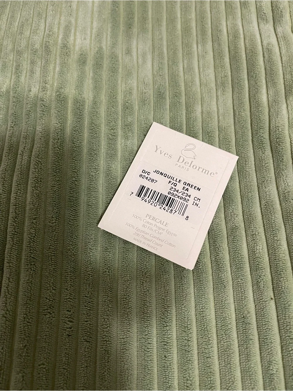 YVES DELORME  QUEEN DUVET AND EURO SHAMS JONQUILLE GREEN 💛💚